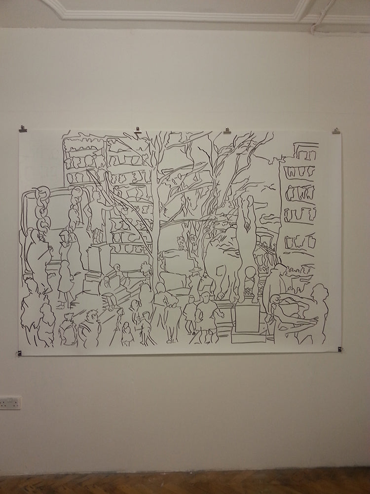 Around Green Park - large scale ink drawing