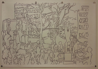 Around Green Park - large scale ink drawing