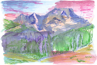 Eiger, Monch & Jungfrau, Switzerland - watercolour painting