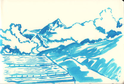 Le Grand Combin, Switzerland - watercolour ink painting
