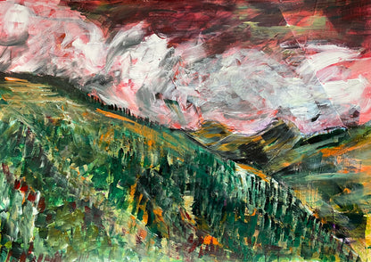 Le Grand Combin, view from Rue de Soleil, Verbier, Switzerland - abstract landscape painting