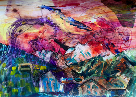 Le Grand Combin, before they built in front of the apartment, Verbier, Switzerland - abstract landscape painting