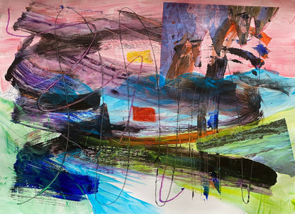 Le Grand Combin, view from Les Ruinettes, Verbier, Switzerland - abstract landscape painting