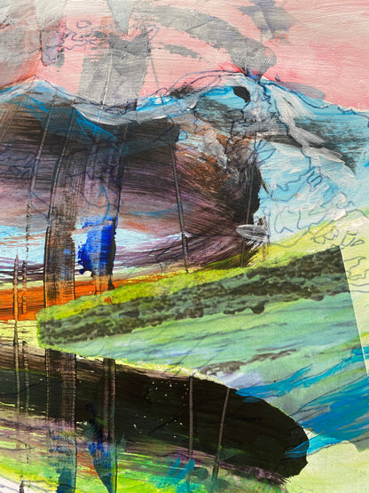 Le Grand Combin, view from Les Ruinettes, Verbier, Switzerland - abstract landscape painting