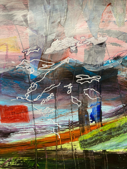 Le Grand Combin, view from Les Ruinettes, Verbier, Switzerland - abstract landscape painting