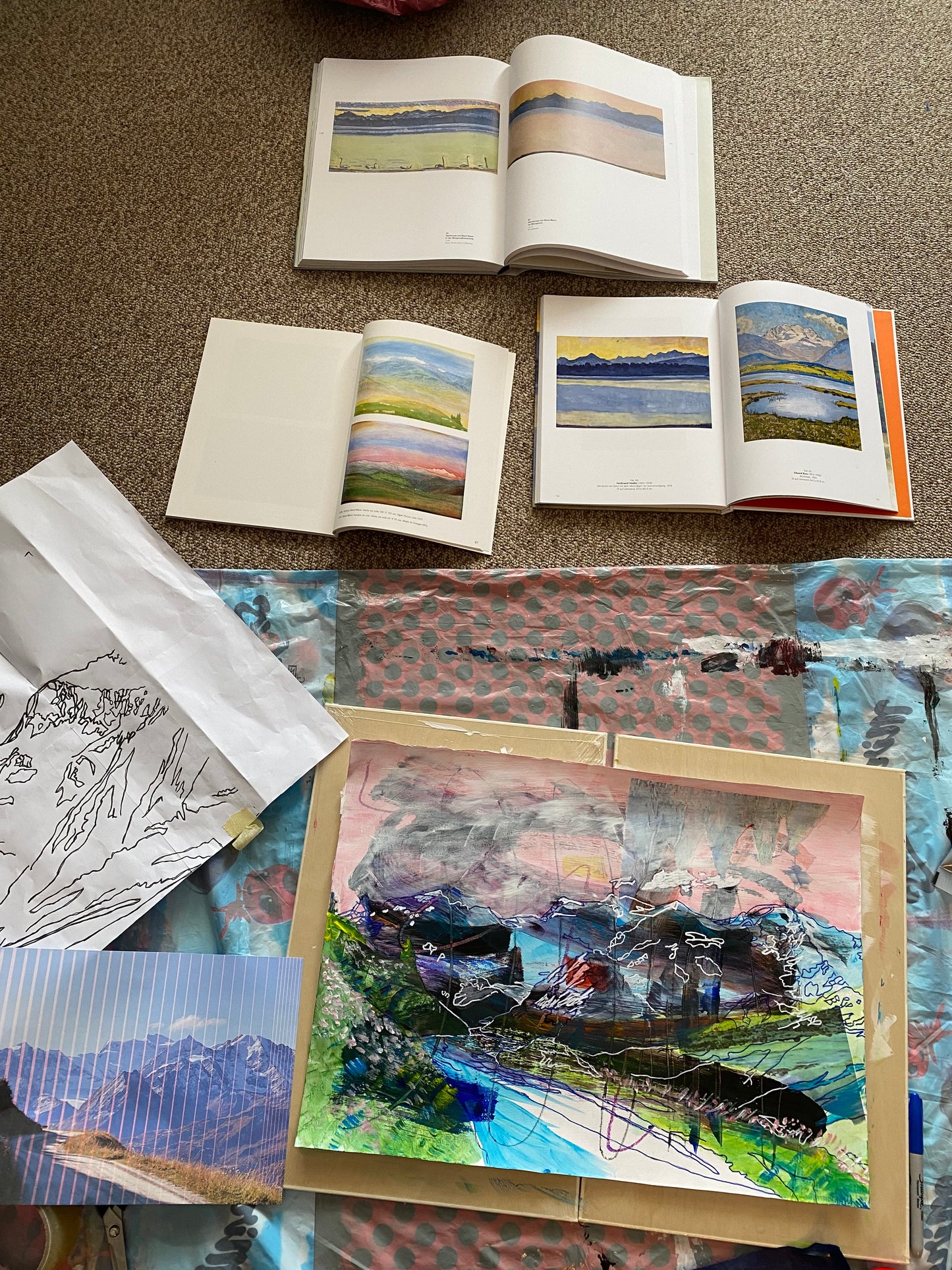 Le Grand Combin, view from Les Ruinettes, Verbier, Switzerland - abstract landscape painting