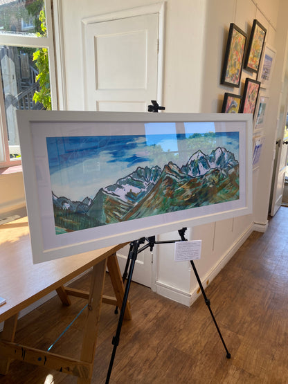 Le Grand Combin, view from Clambin, Switzerland - acrylic & watercolour ink painting