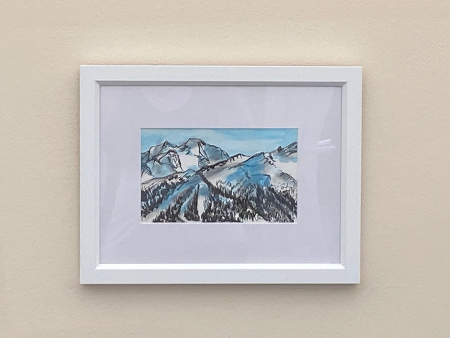 Mont Rogneux & Mont Brule from Cabane de Mont Fort, Switzerland - watercolour & ink painting