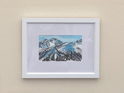 Mont Rogneux & Mont Brule from Cabane de Mont Fort, Switzerland - watercolour & ink painting