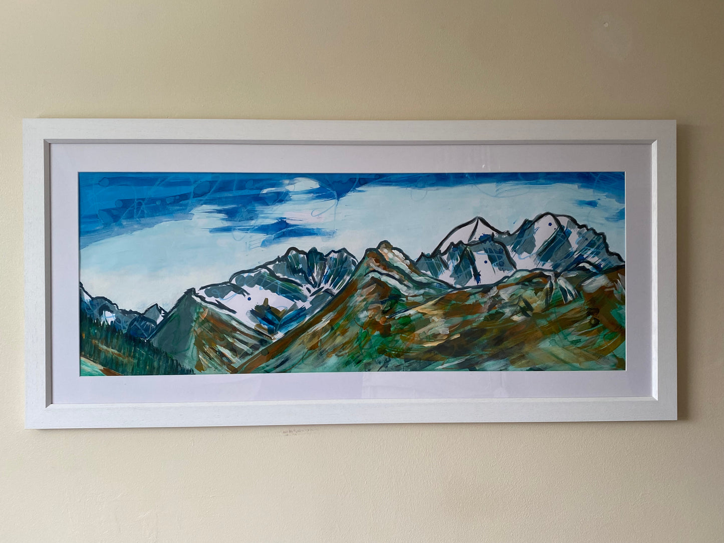 Le Grand Combin, view from Clambin, Switzerland - acrylic & watercolour ink painting