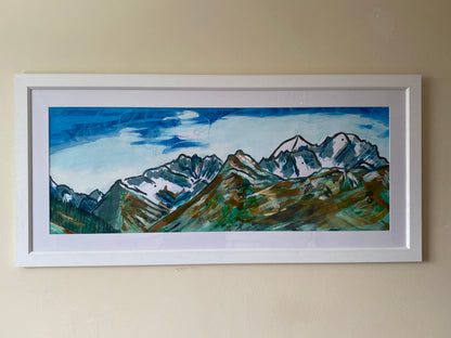 Le Grand Combin, view from Clambin, Switzerland - acrylic & watercolour ink painting