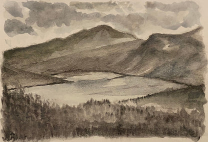 Ullswater from Gowbarrow Fell, Lake District - watercolour painting