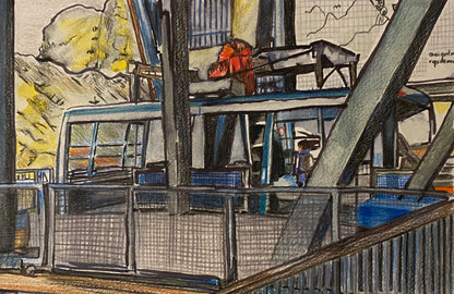 Le Jumbo - Col des Genetianes - Verbier, Switzerland - watercolour & colour pencil drawing