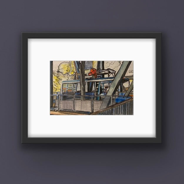 Le Jumbo - Col des Genetianes - Verbier, Switzerland - watercolour & colour pencil drawing