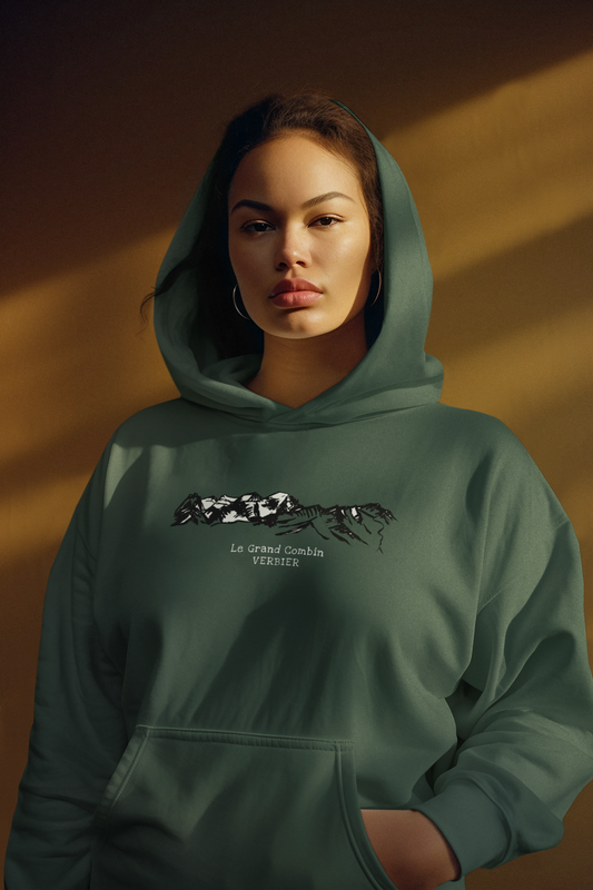 Le Grand Combin, Verbier - Verbier Eco Clothing - Ethical women's midweight hoodie