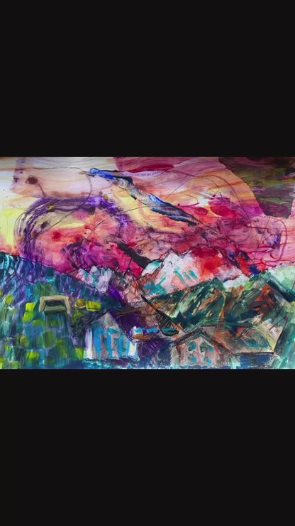 Le Grand Combin, before they built in front of the apartment, Verbier, Switzerland - abstract landscape painting