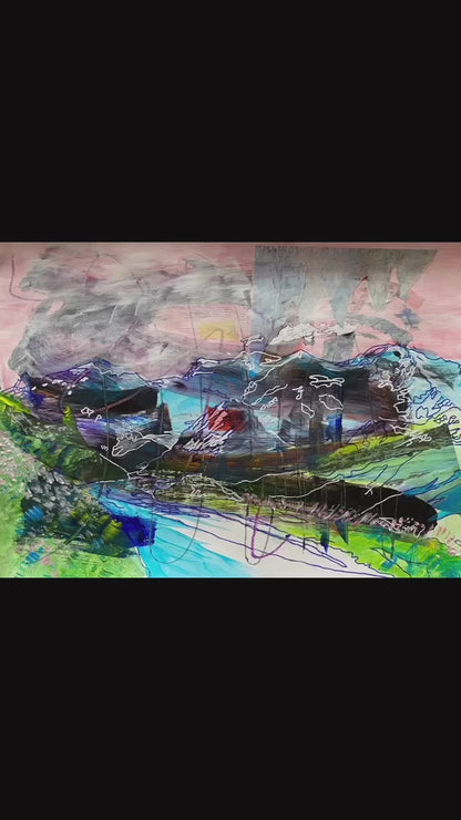 Le Grand Combin, view from Les Ruinettes, Verbier, Switzerland - abstract landscape painting