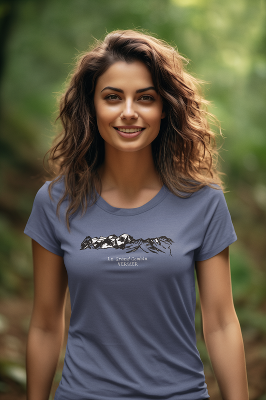 Le Grand Combin, Verbier - Verbier Eco Clothing - Ethical womens tri-blend  t-shirt